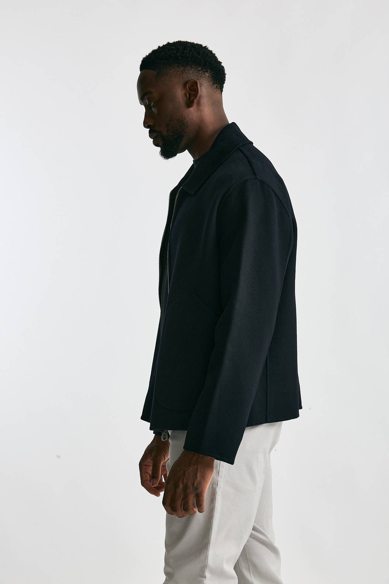 Giubbino lana nylon blu/black men Paltò - 1