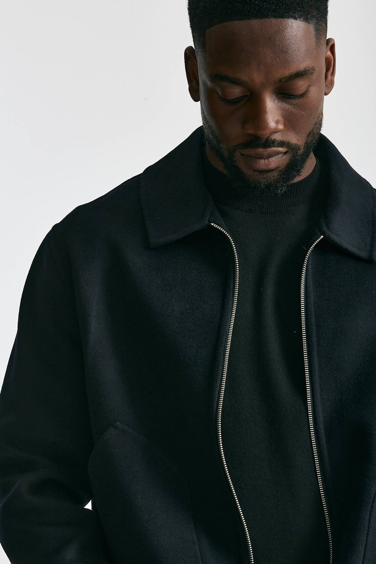 Giubbino lana nylon blu/black men Paltò - 7