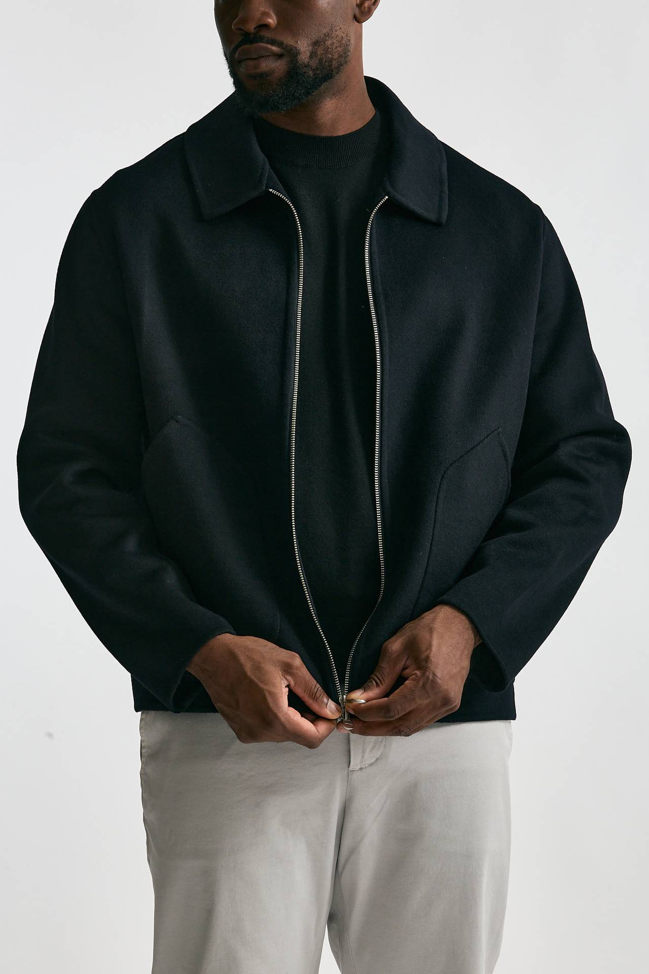 Giubbino lana nylon blu/black men Paltò - 8