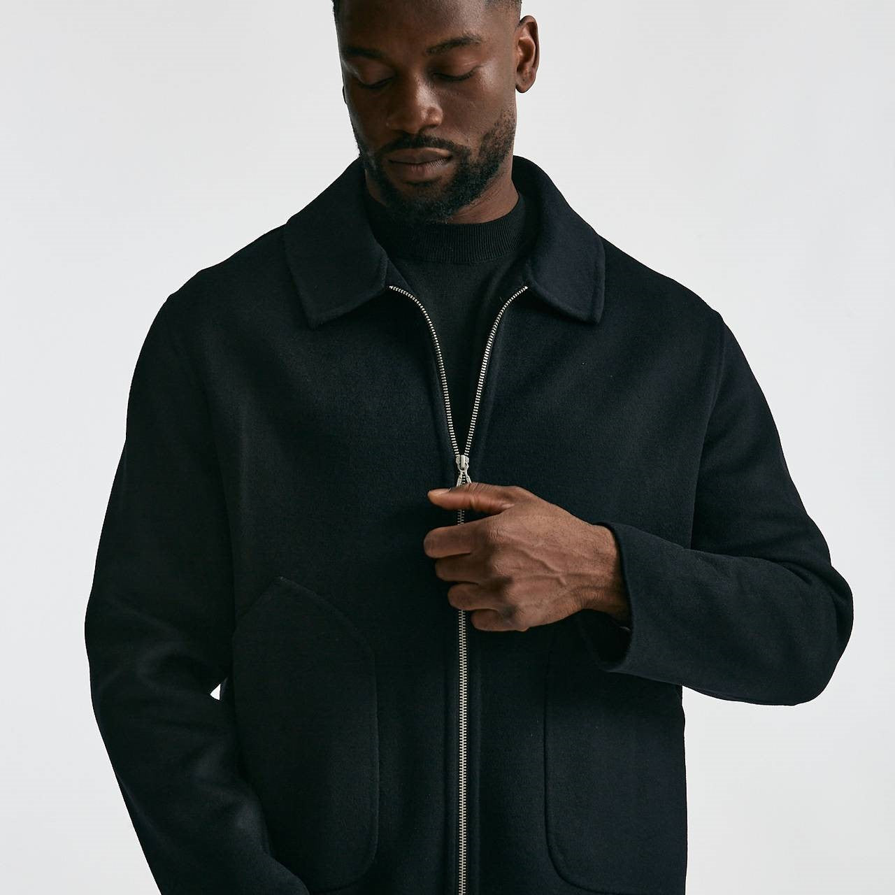 Giubbino lana nylon blu/black men Paltò - 10