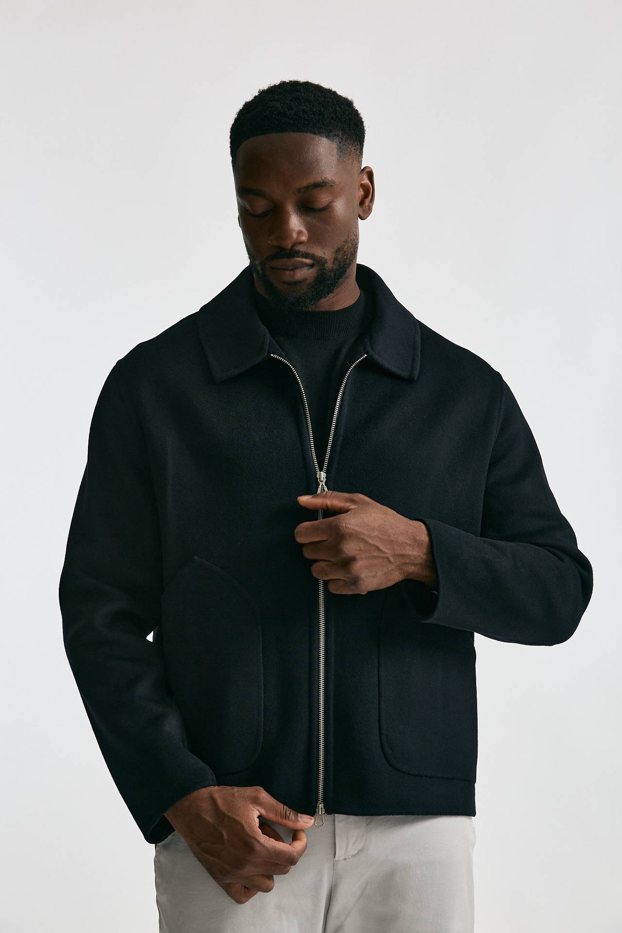 Giubbino lana nylon blu/black men Paltò - 6