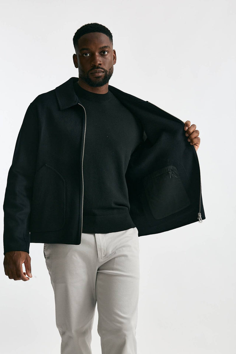 Giubbino lana nylon blu/black men Paltò - 5