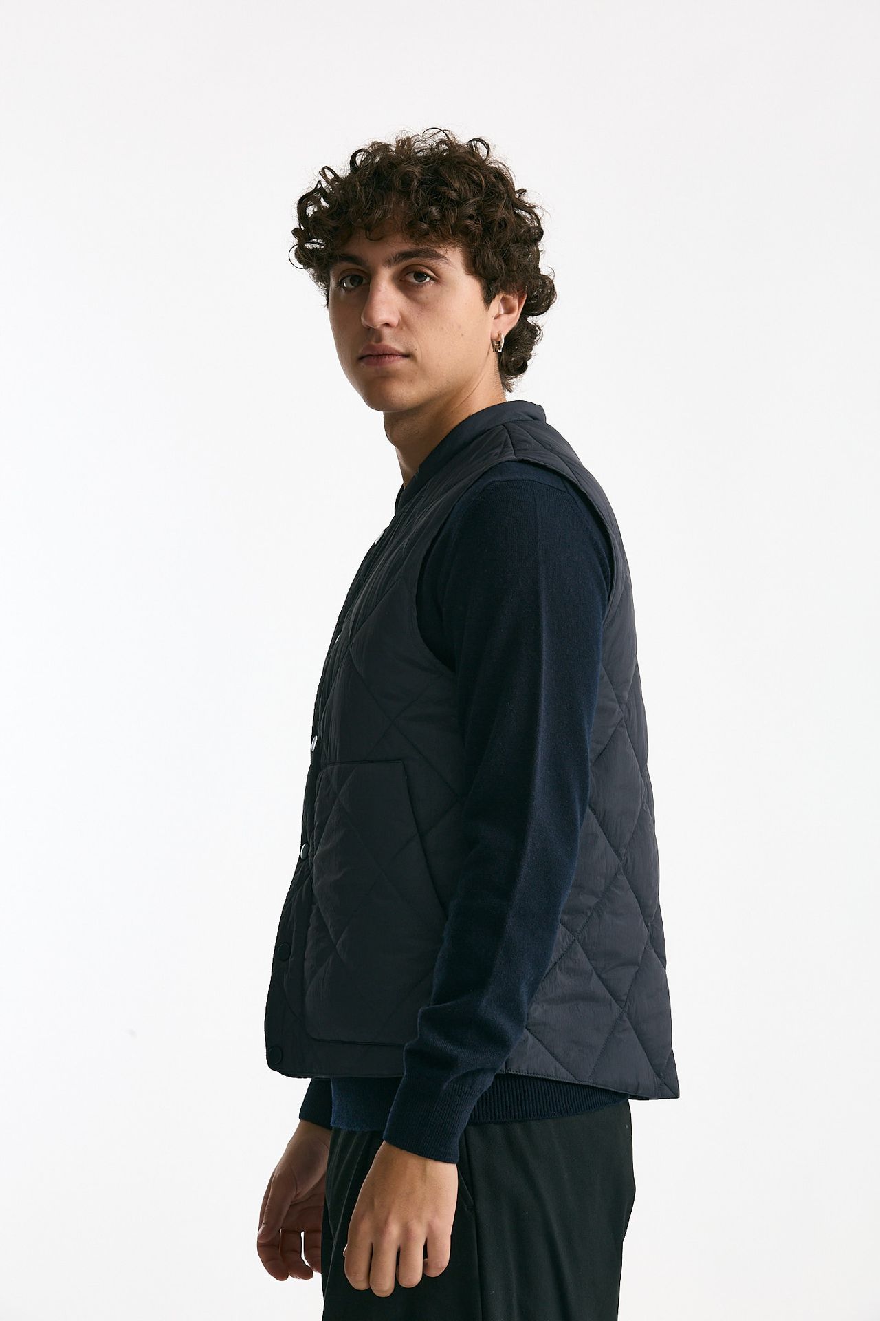 Gilet trapuntato blu men Paltò - 4