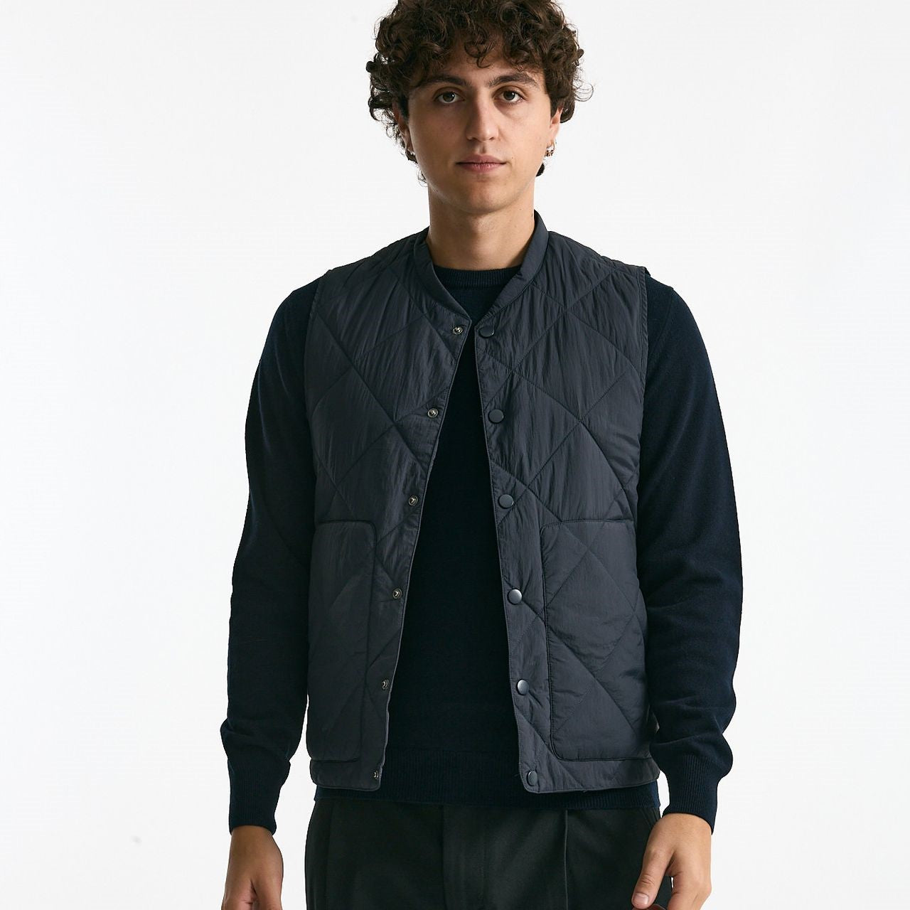 Gilet trapuntato blu men Paltò - 8