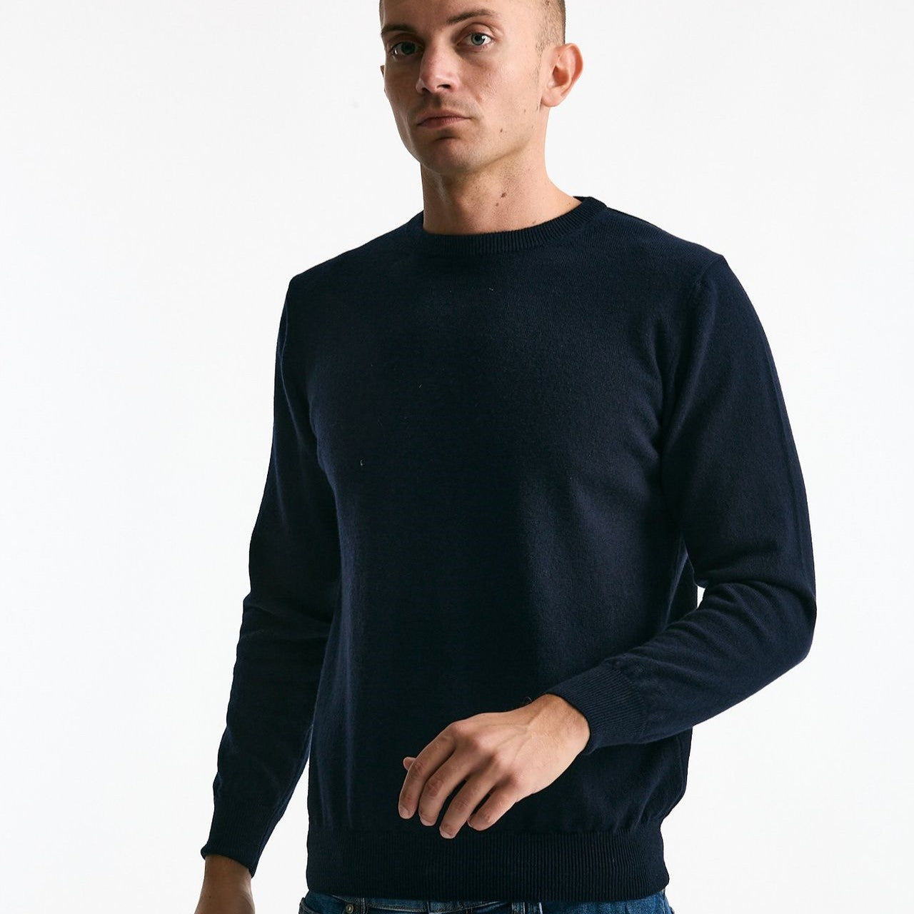 Maglia girocollo in cashmere blu men ( p - s ) - 6
