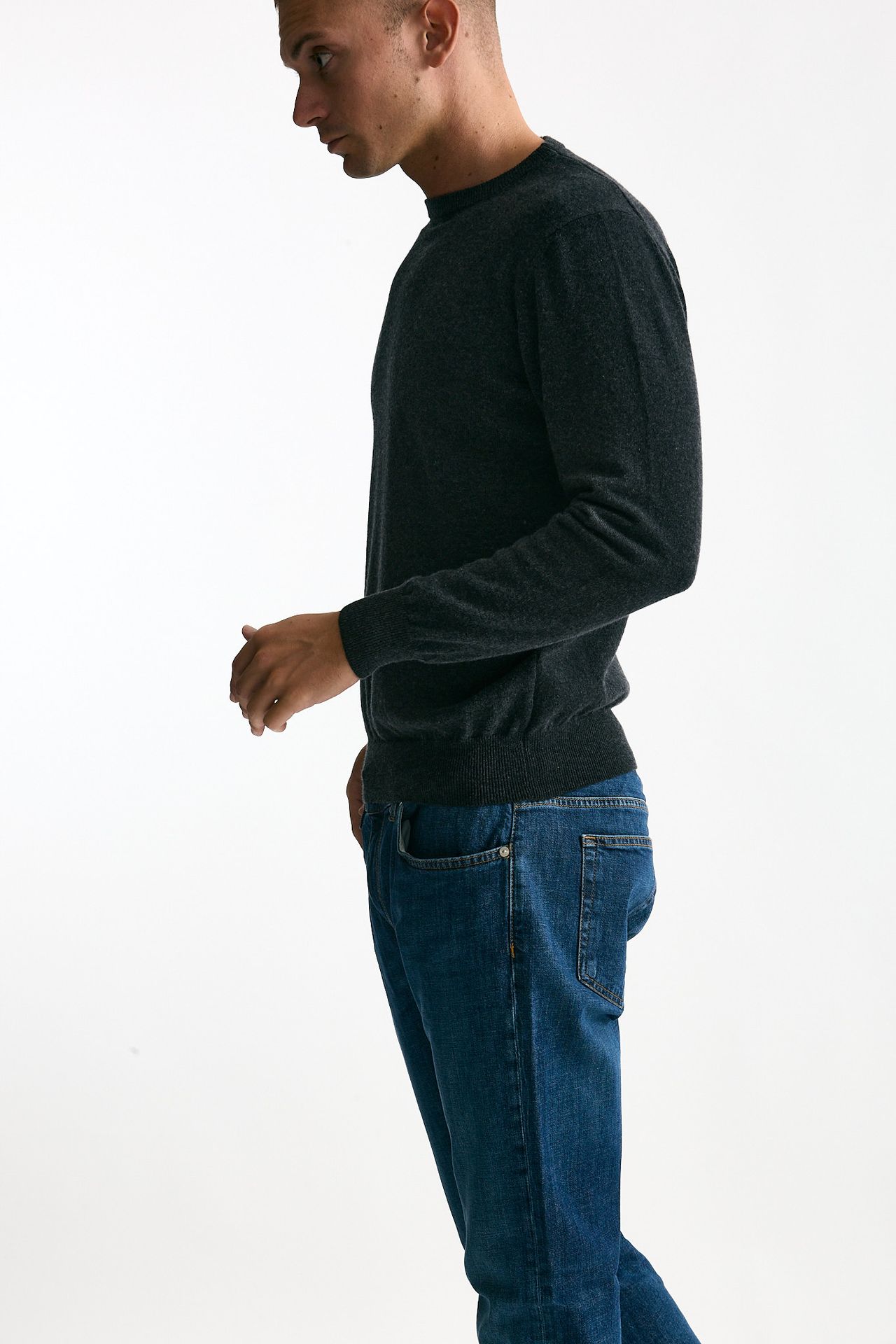 Maglia girocollo in cashmere grigio men ( p - s ) - 2