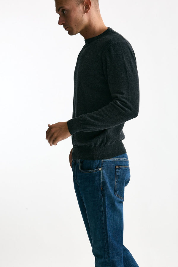 Maglia girocollo in cashmere grigio men ( p - s )