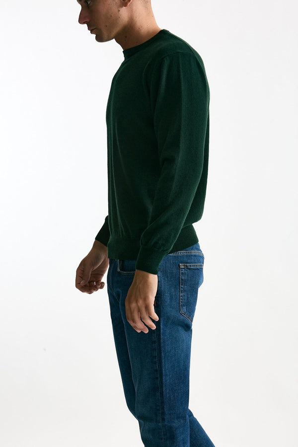 Maglia girocollo in cashmere verde men ( p - s )