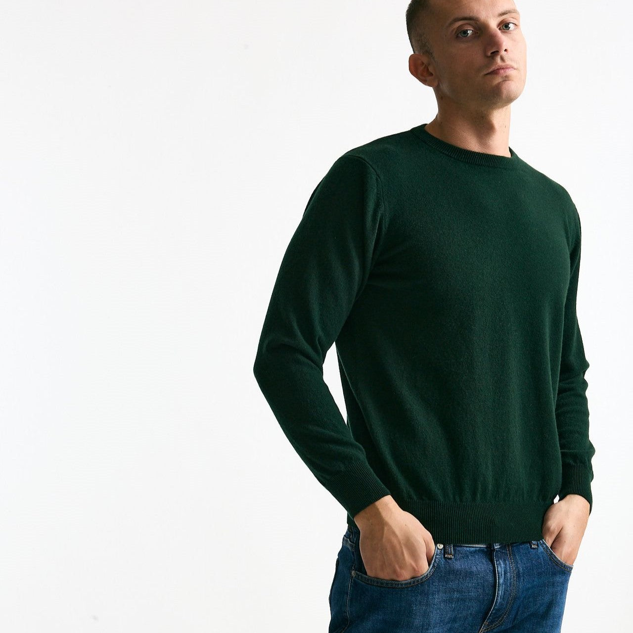 Maglia girocollo in cashmere verde men ( p - s ) - 6