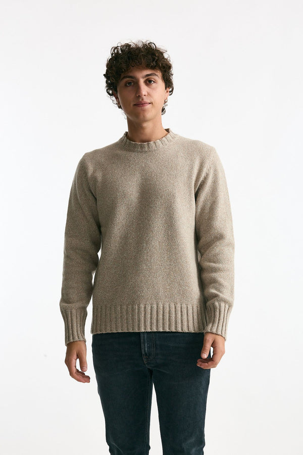 Maglia in cashmere moulinè beige/panna men ( p - s )