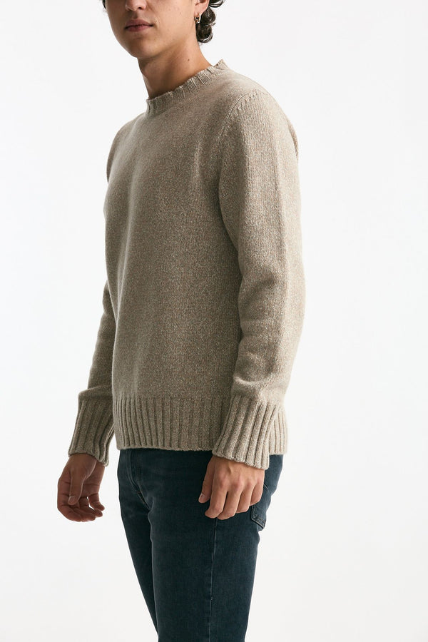 Maglia in cashmere moulinè beige/panna men ( p - s )