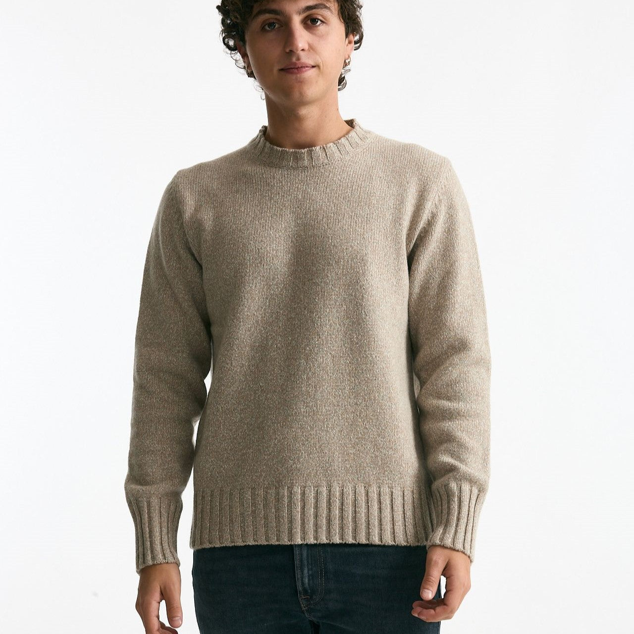 Maglia in cashmere moulinè beige/panna men ( p - s ) - 7