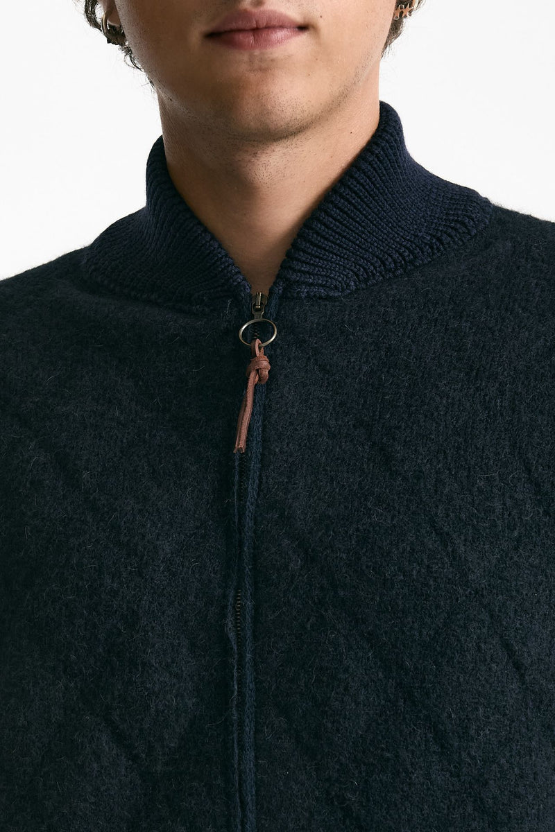 Bomber in lana e baby camel blu men Rakki - 5