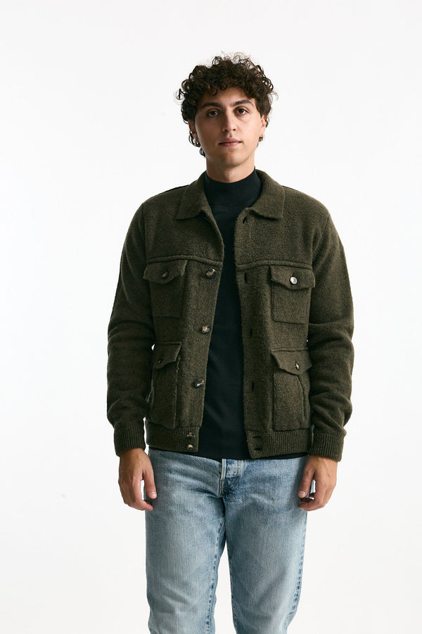 Maglia in lana verde militare men Rakki