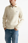 maglia mezza zip in lana e cotone bianco men Polo ralph lauren - 1