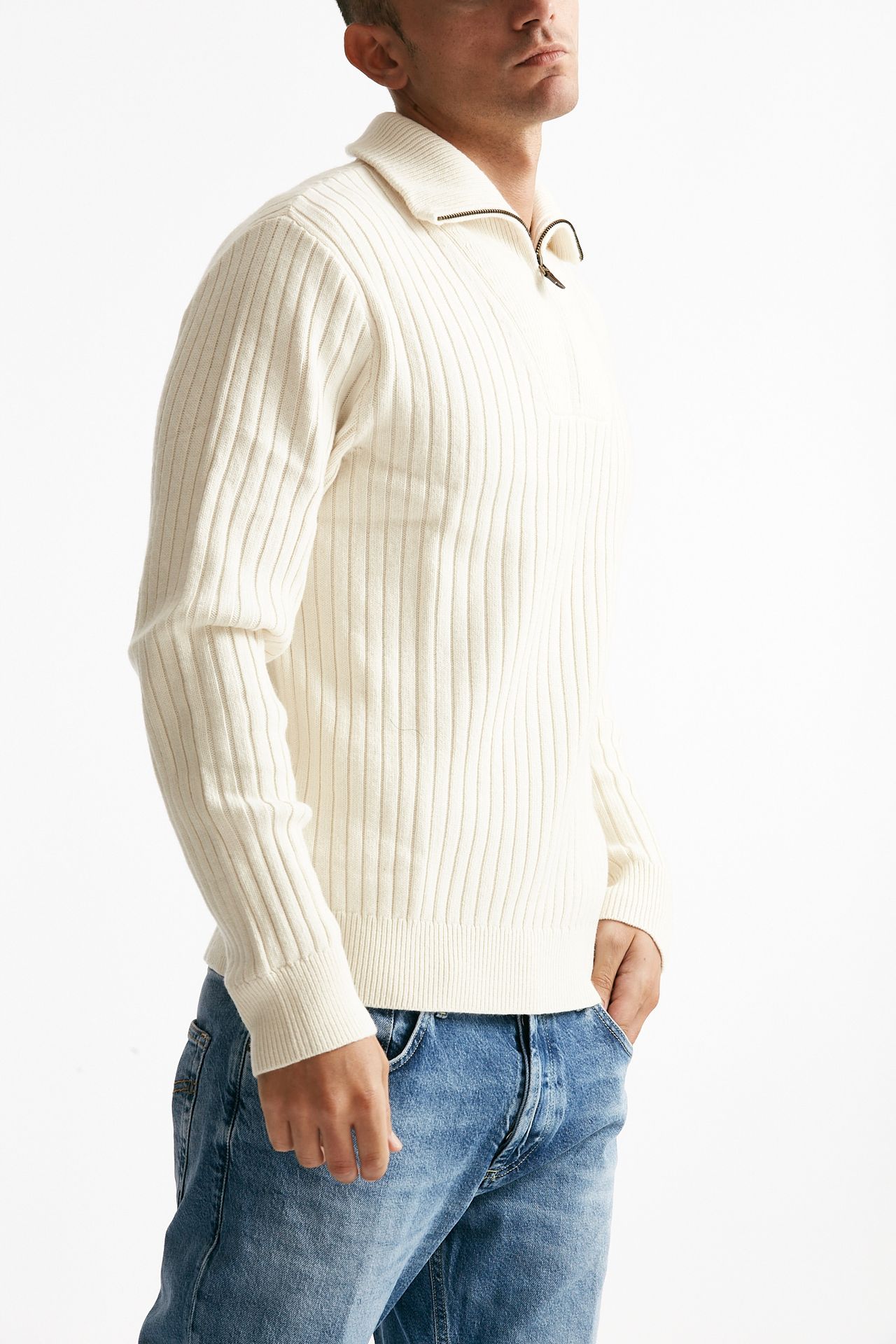 maglia mezza zip in lana e cotone bianco men Polo ralph lauren - 4