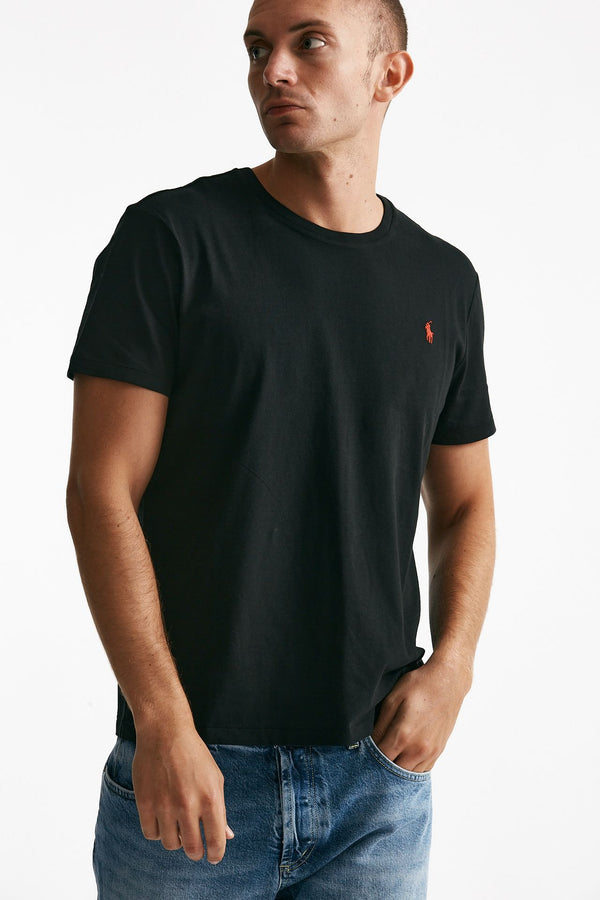 t-shirt custom slim-fit in cotone nero men Polo ralph lauren