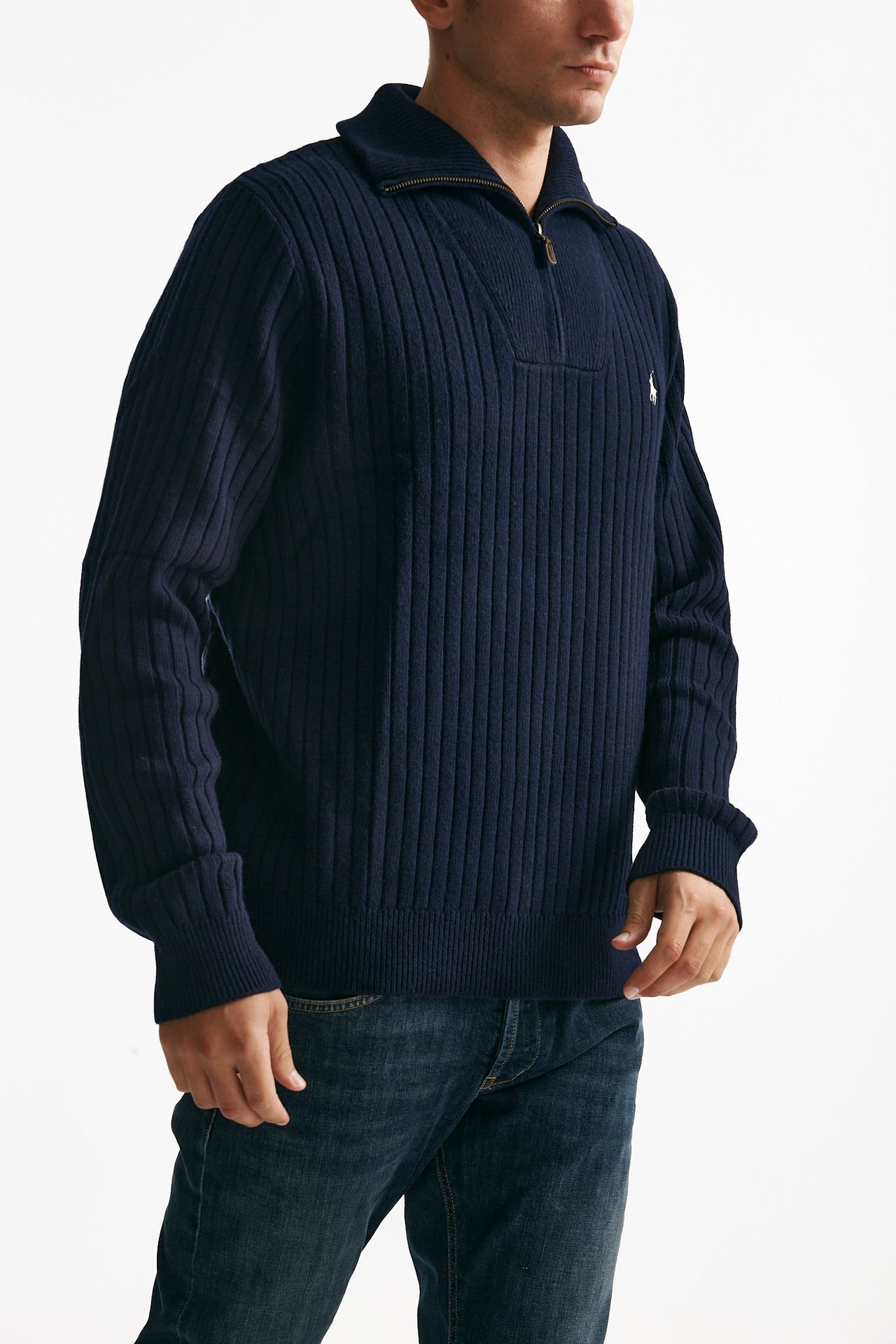 maglia mezza zip in lana e cotone blu men Polo ralph lauren - 4
