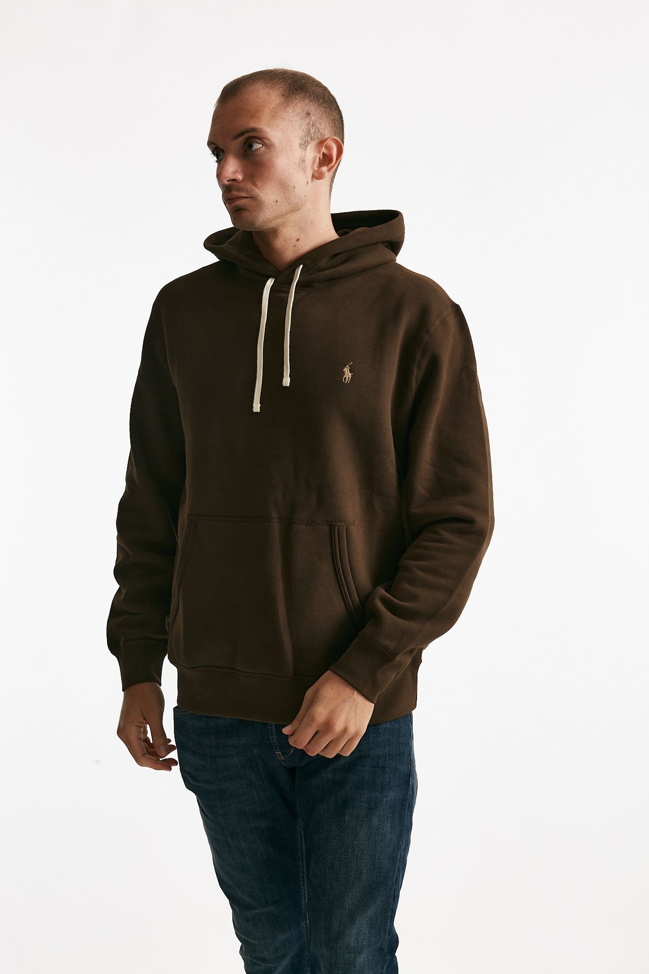 felpa con cappuccio in misto cotone marrone men Polo ralph lauren - 1