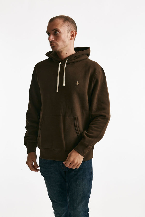 felpa con cappuccio in misto cotone marrone men Polo ralph lauren