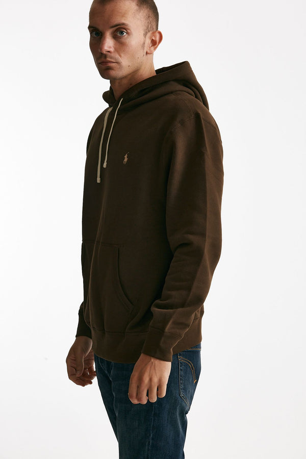 felpa con cappuccio in misto cotone marrone men Polo ralph lauren
