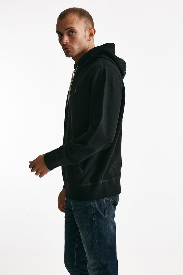 felpa con cappuccio in misto cotone nero men Polo ralph lauren