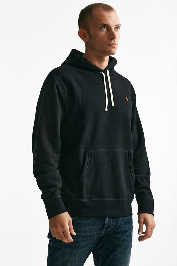 felpa con cappuccio in misto cotone nero men Polo ralph lauren