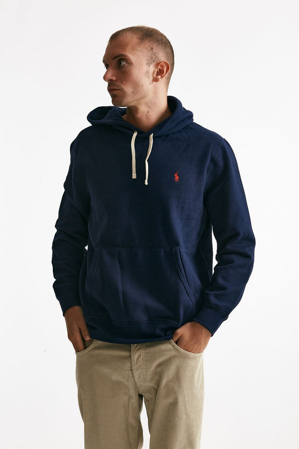 felpa con cappuccio in misto cotone blu men Polo ralph lauren