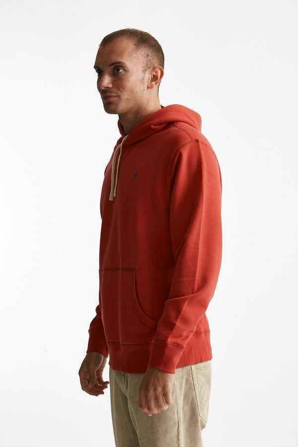 felpa con cappuccio in misto cotone rosso corallo men Polo ralph lauren