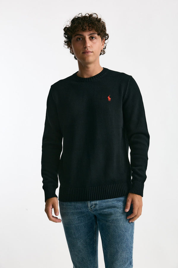 Maglia girocollo in cotone nero men Polo ralph lauren