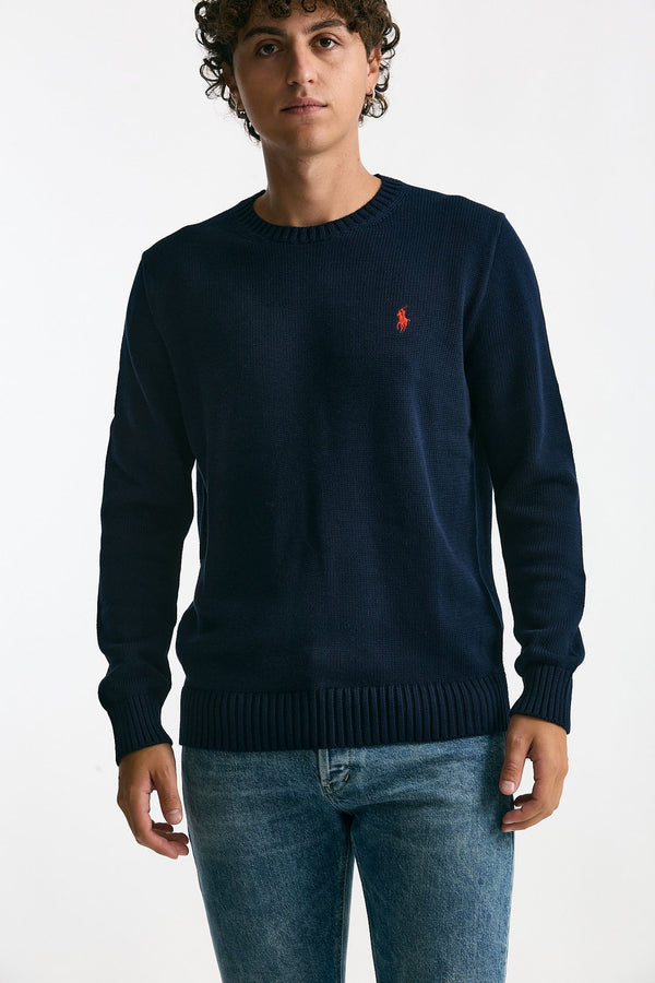 Maglia girocollo in cotone blu men Polo ralph lauren