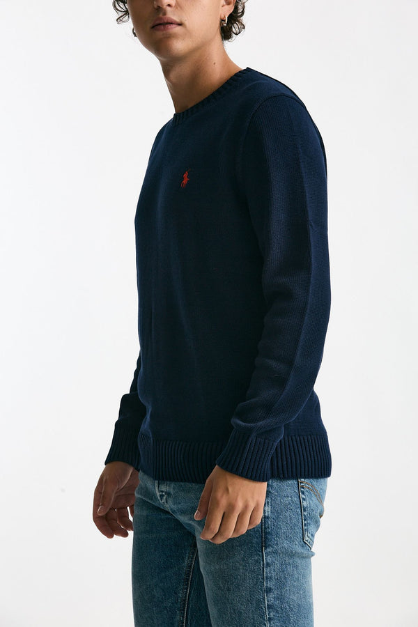 Maglia girocollo in cotone blu men Polo ralph lauren