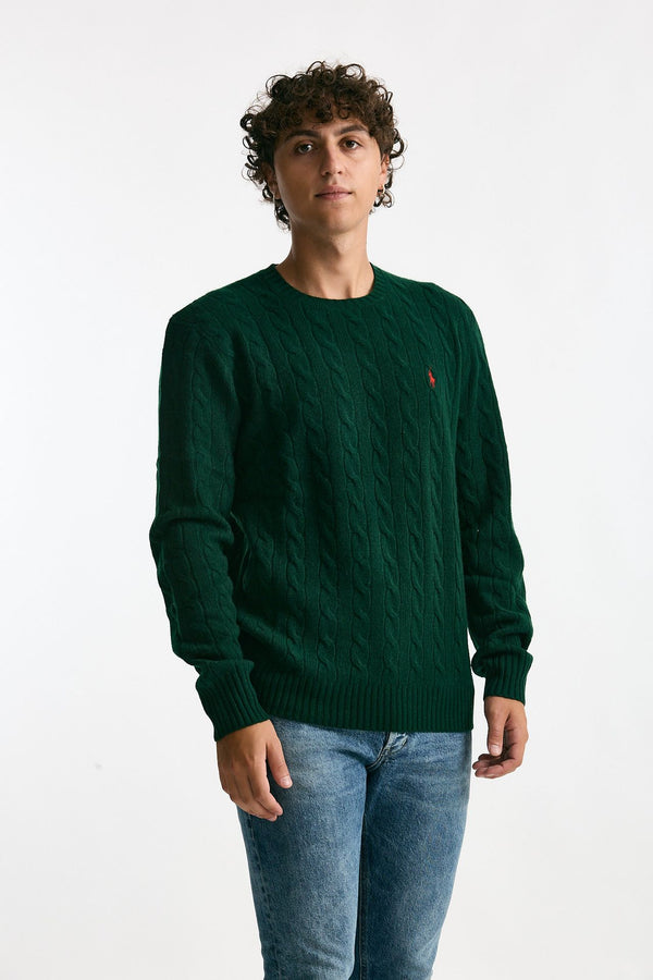 Maglia a trecce in lana e cashmere verdone men Polo ralph lauren