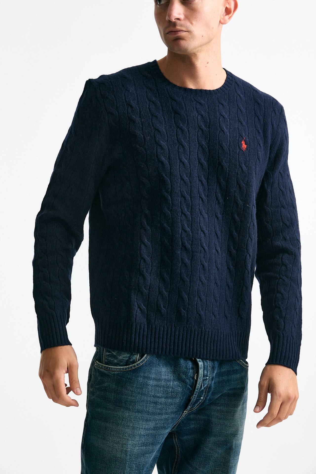 Maglia in lana a trecce lana/cashmere blu men Polo ralph lauren - 4