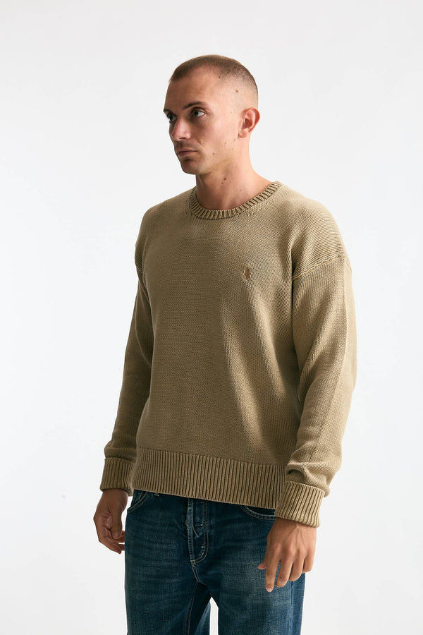Maglia in cotone lavato beige men Polo ralph lauren