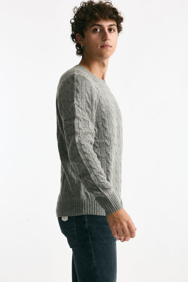 Maglia trecce in lana e cashmere grigio men Polo ralph lauren