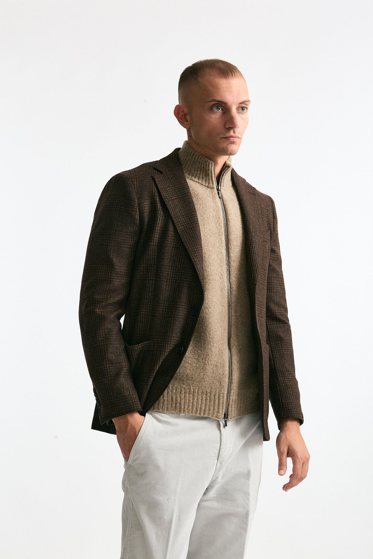 Giacca monopetto Galles marrone men Santaniello - 4