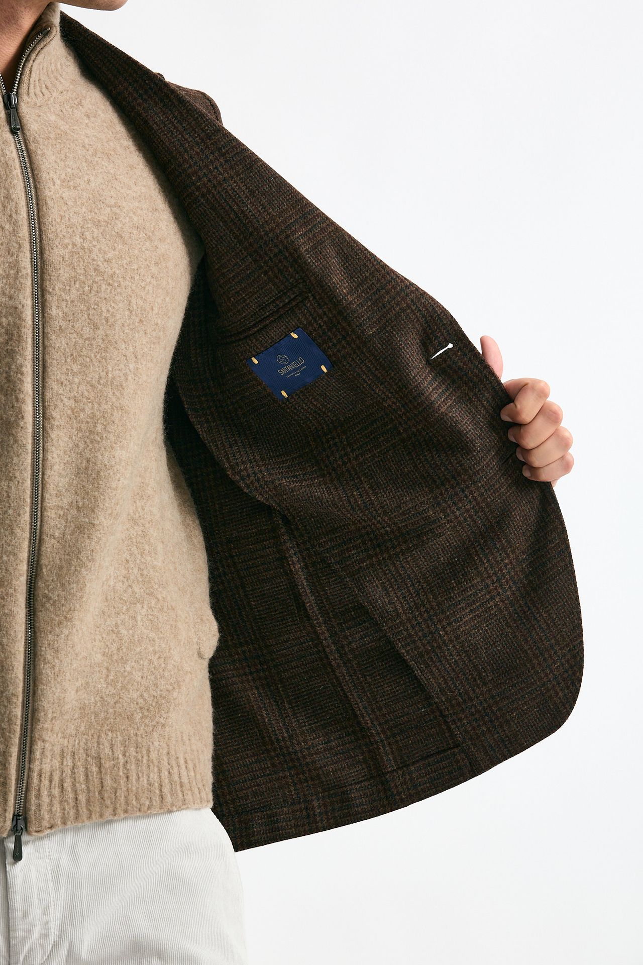 Giacca monopetto Galles marrone men Santaniello - 5