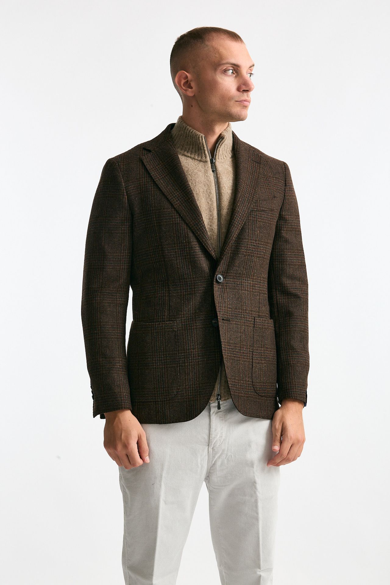 Giacca monopetto Galles marrone men Santaniello - 7