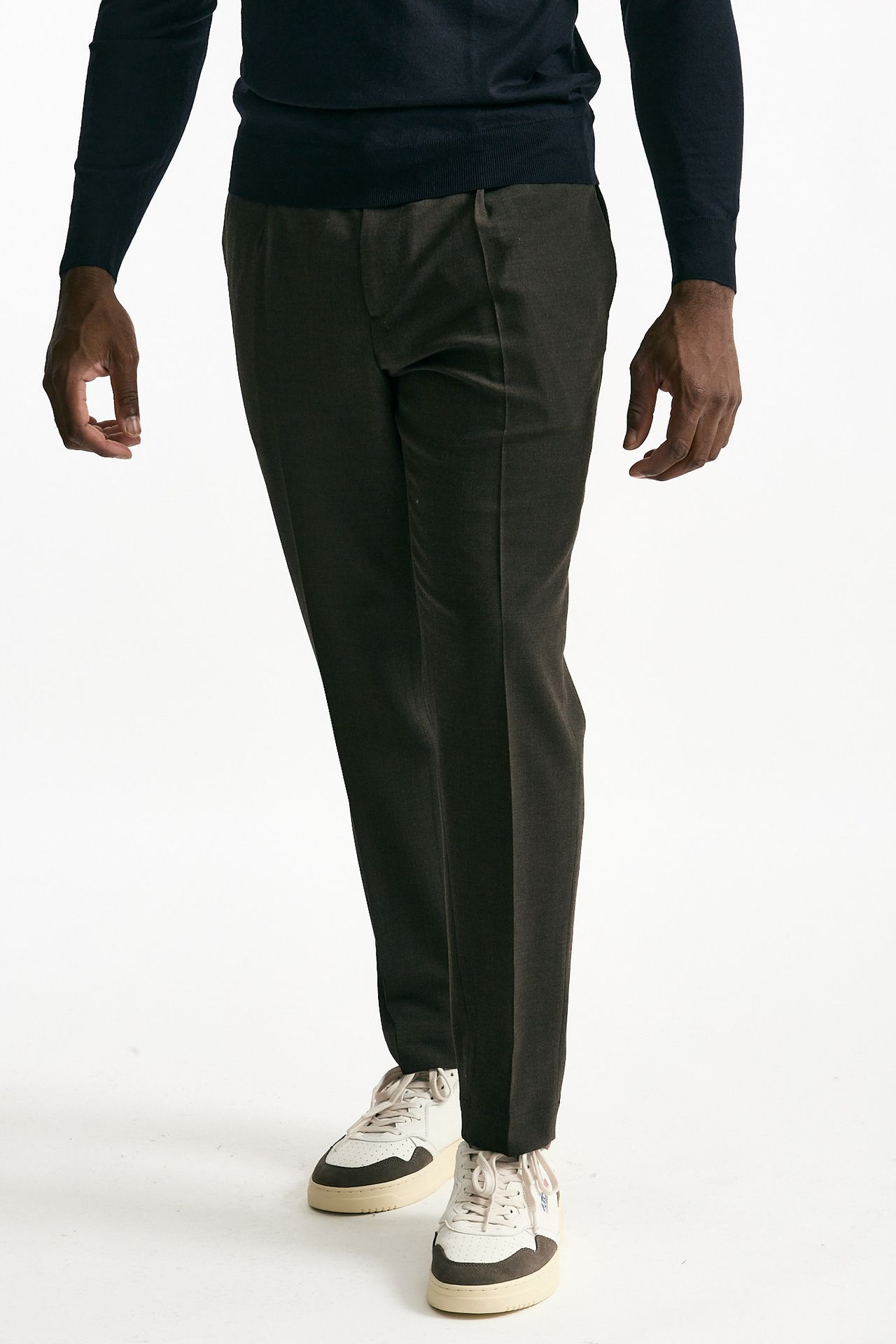 Pantalone in misto lana stretch marrone men Santaniello - 2