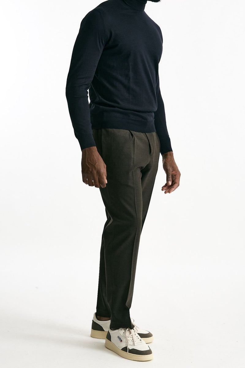 Pantalone in misto lana stretch marrone men Santaniello - 1