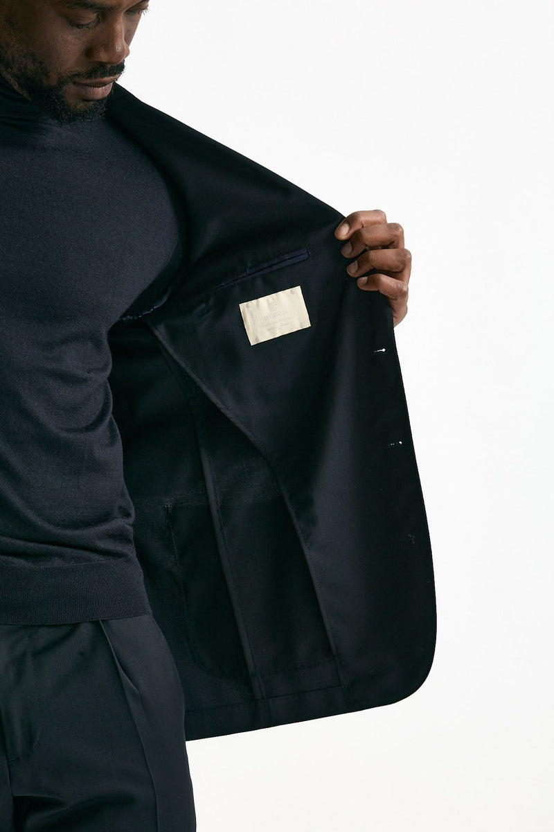 Abito monopetto lana e cashmere blu men Santaniello - 7