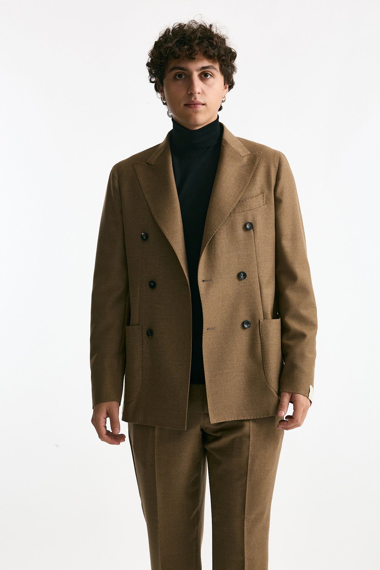 Abito doppiopetto lana e cashmere cammello men Santaniello - 3