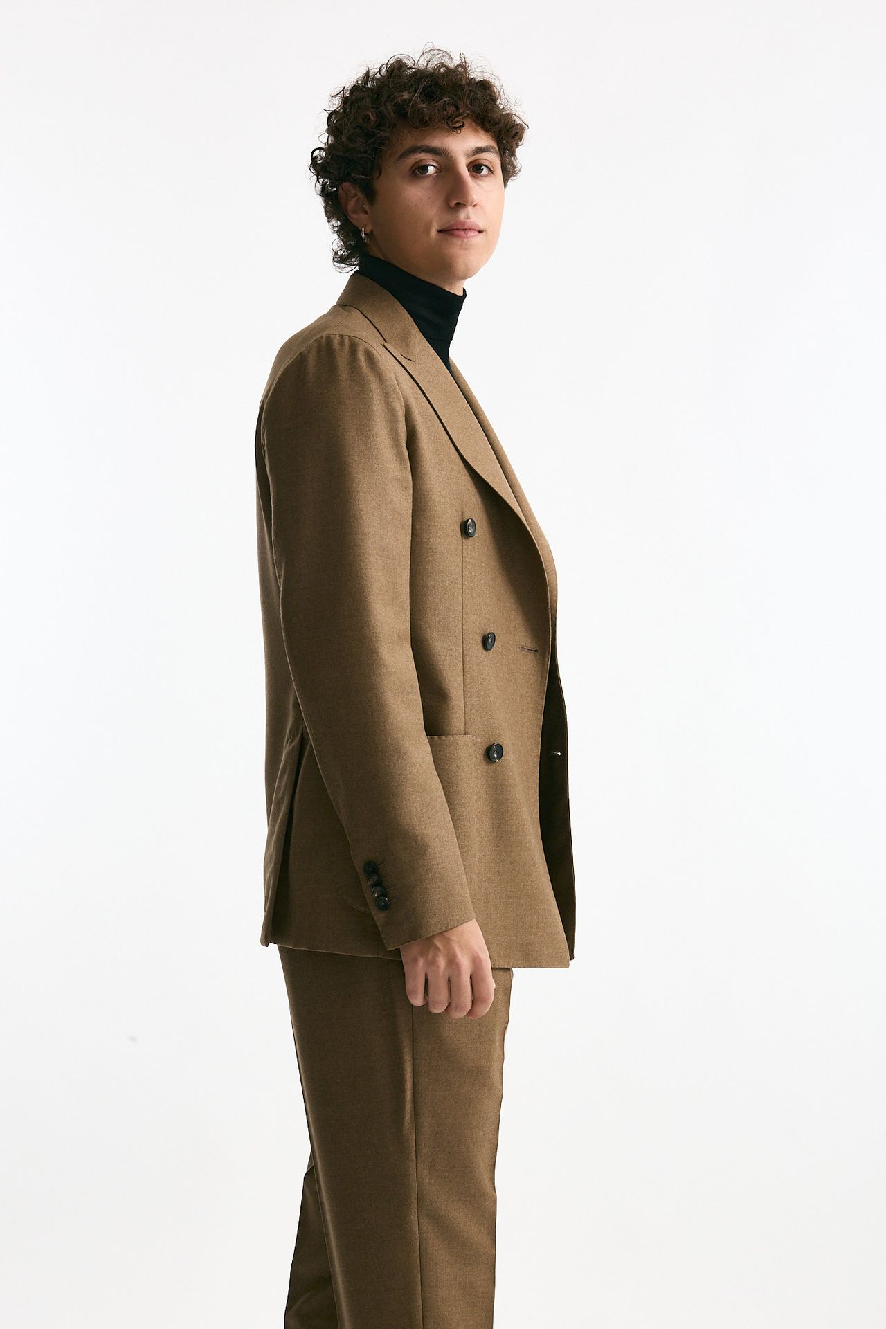 Abito doppiopetto lana e cashmere cammello men Santaniello - 2