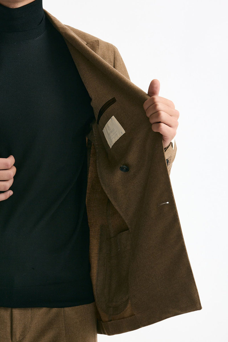 Abito doppiopetto lana e cashmere cammello men Santaniello - 5