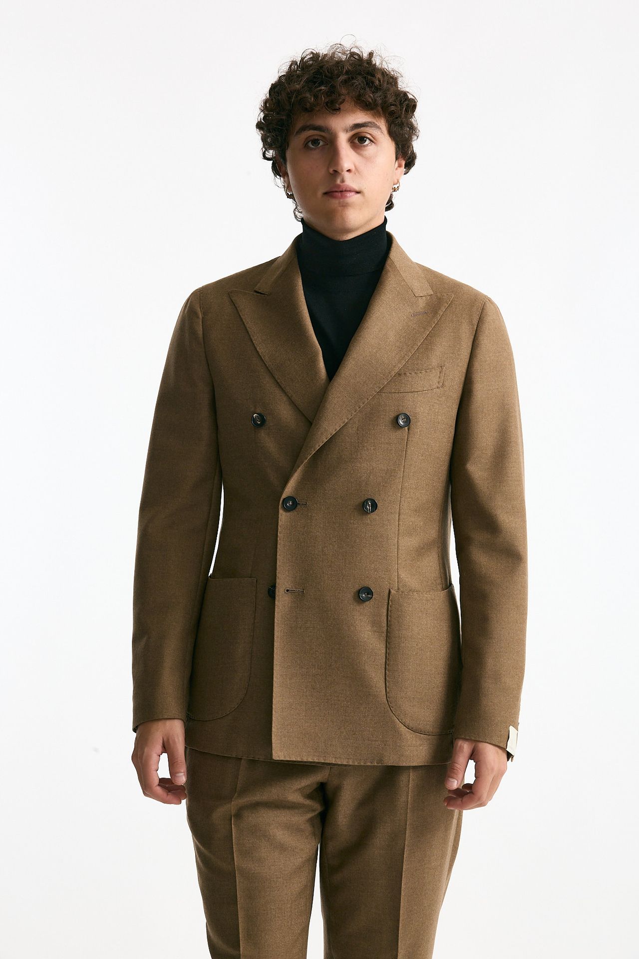 Abito doppiopetto lana e cashmere cammello men Santaniello - 7