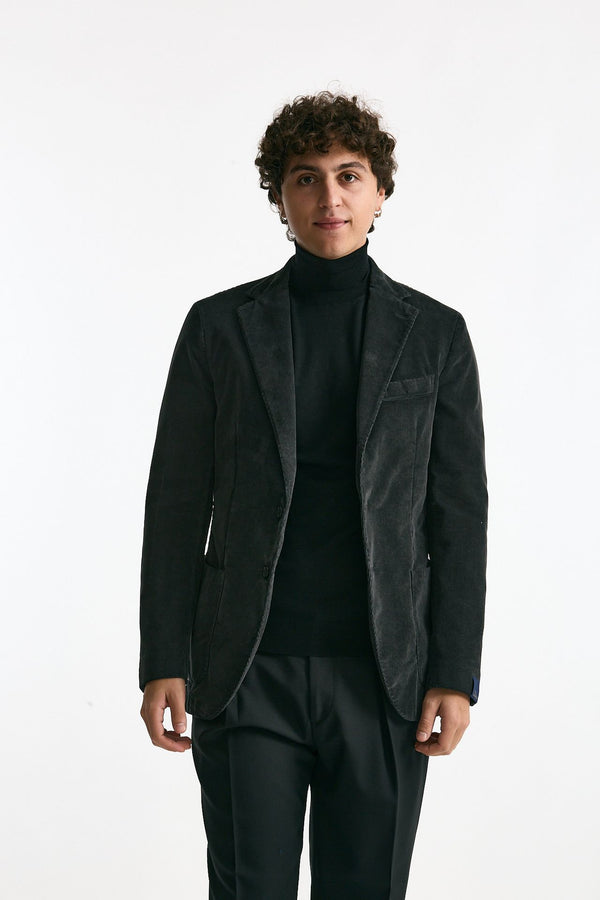 Giacca monopetto velluto grigio men Santaniello