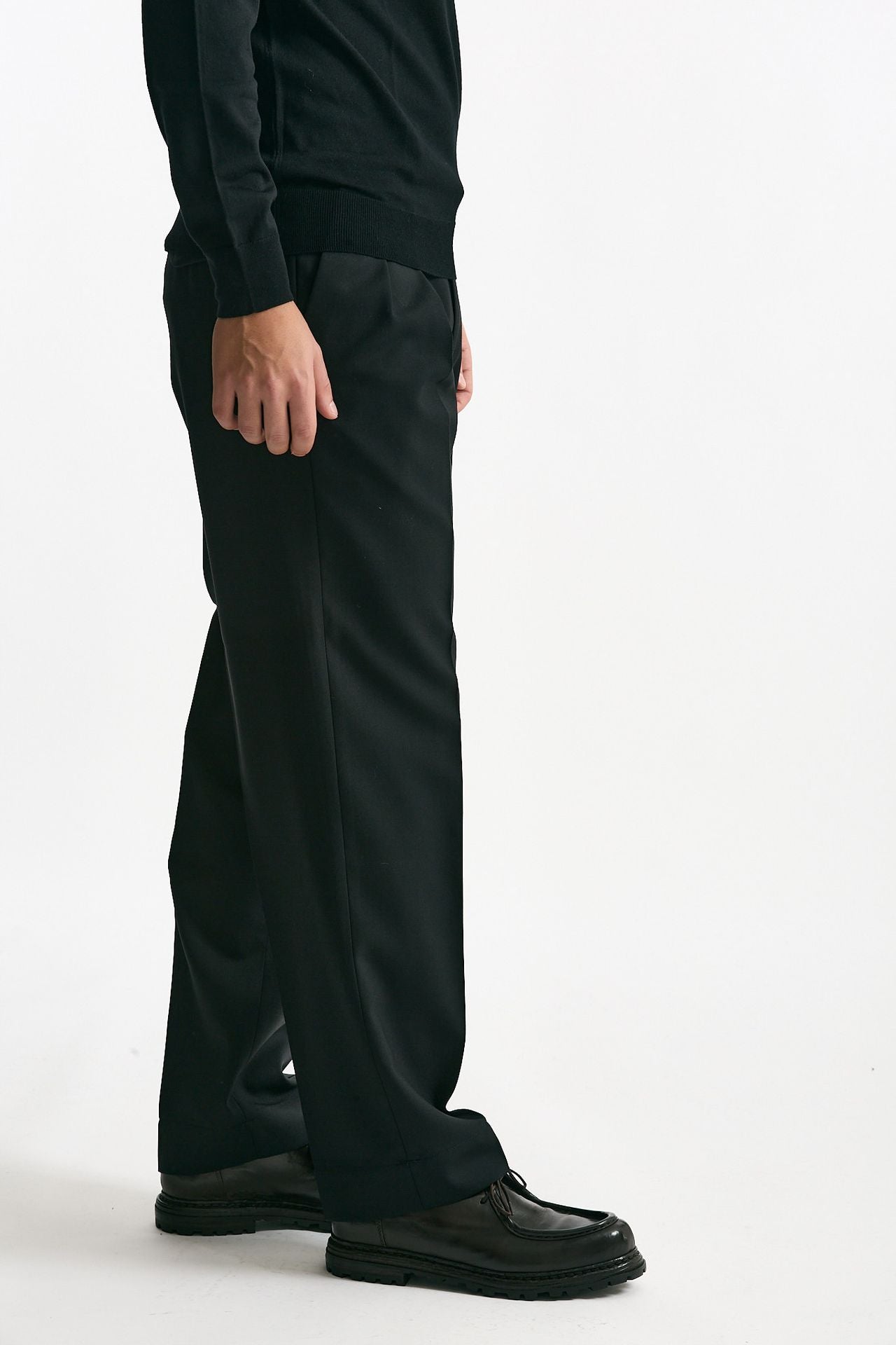 Pantalone in misto lana stretch nero men Santaniello - 3