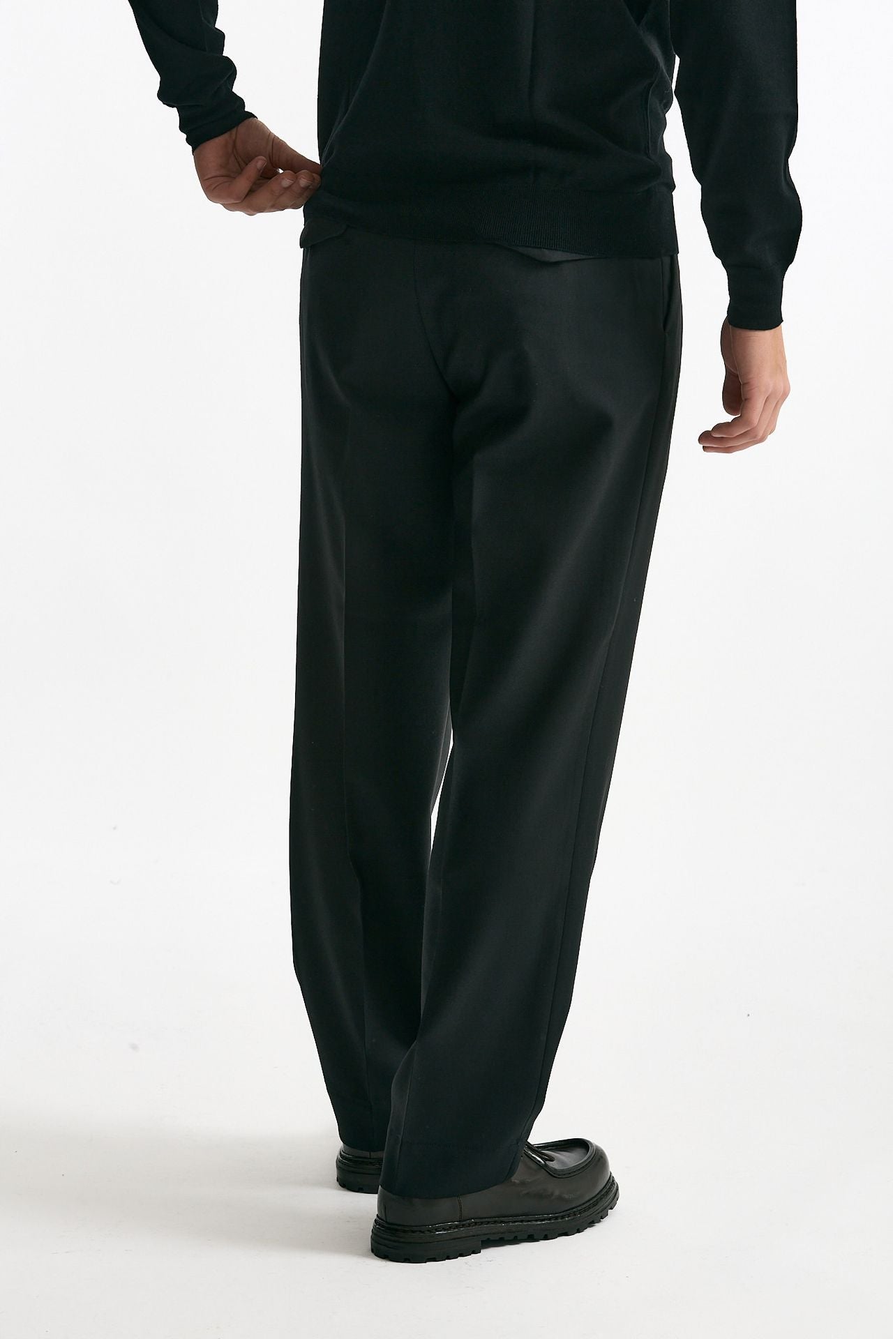Pantalone in misto lana stretch nero men Santaniello - 4