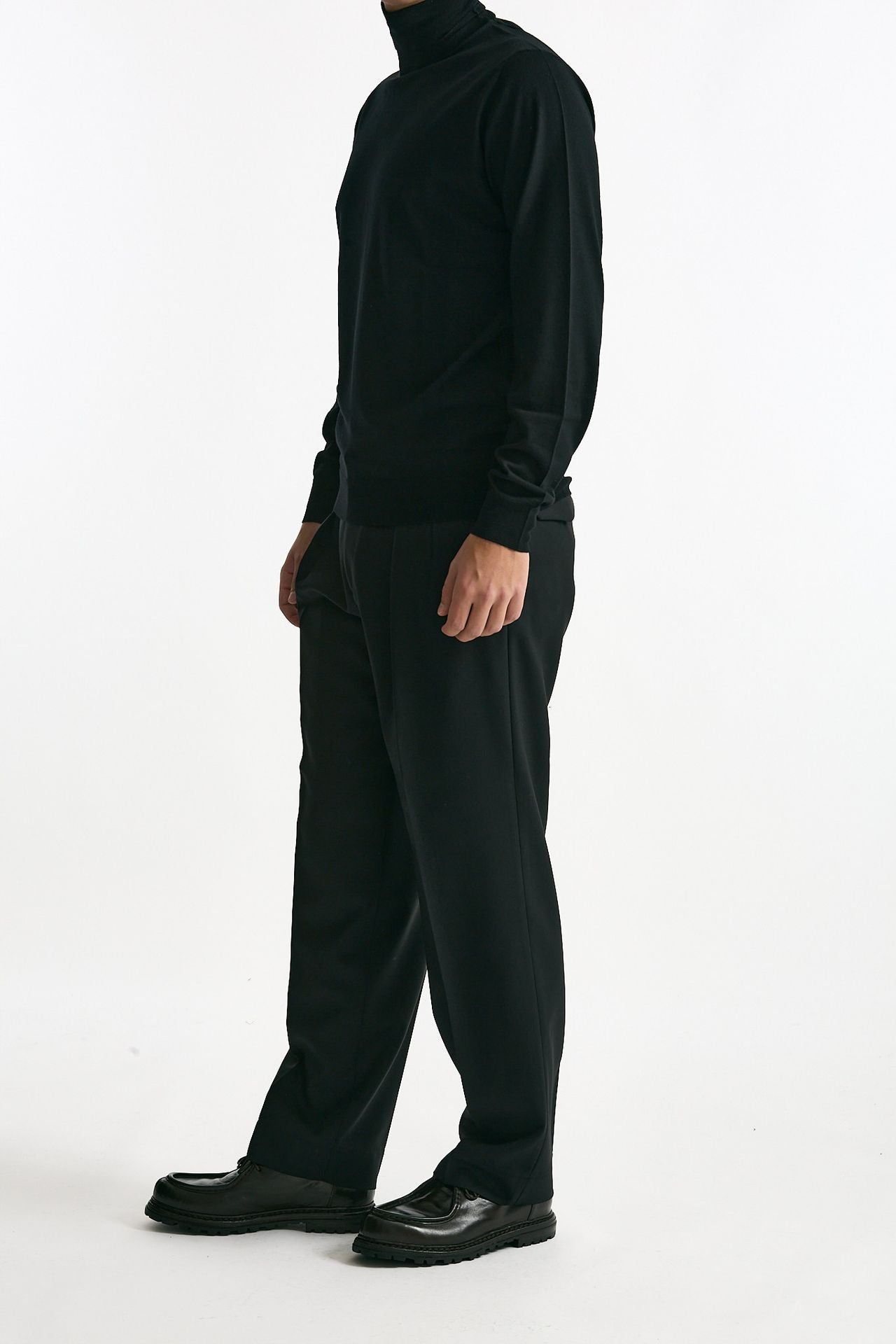 Pantalone in misto lana stretch nero men Santaniello - 1